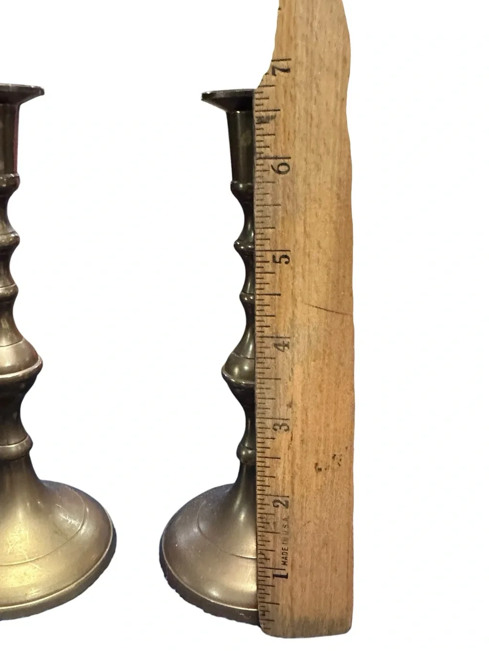 Vintage Brass Candlesticks Pair‎ 7” Tall Made in India Traditional Taper Holders